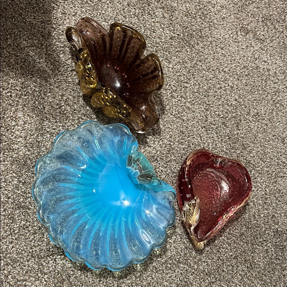 Set of Three Decorative Glass Bowls